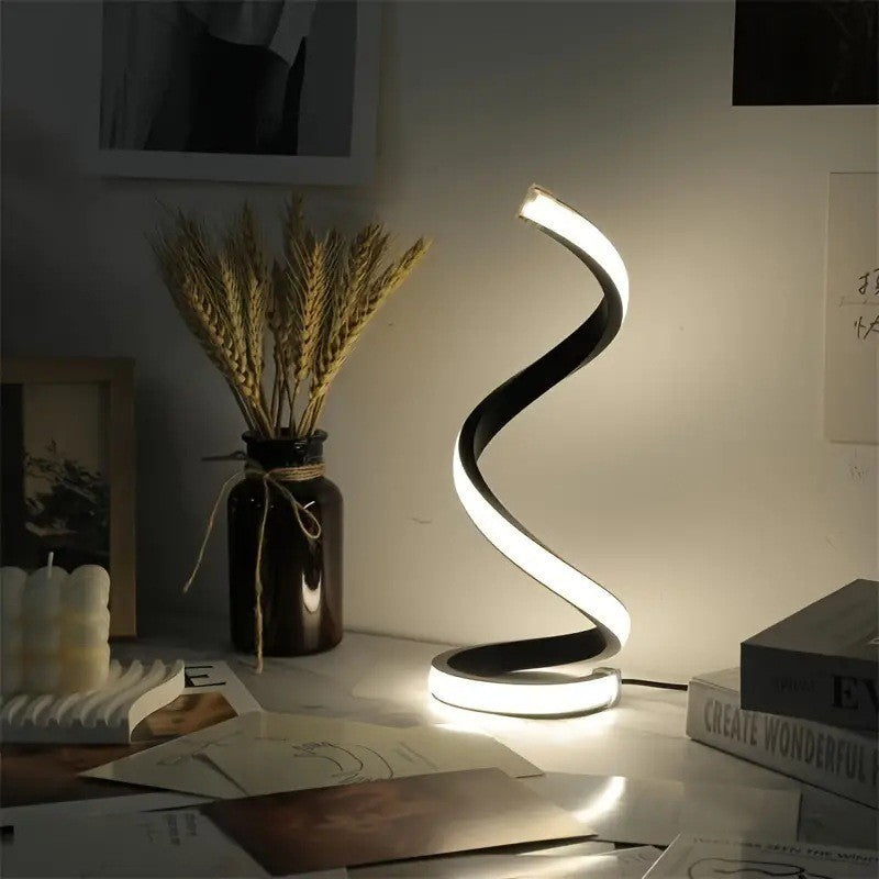 Spiral table lamp with multifunctional LED night light