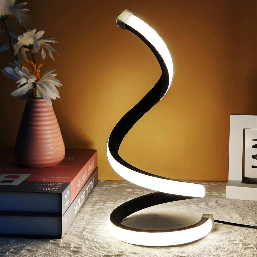 Spiral table lamp with multifunctional LED night light