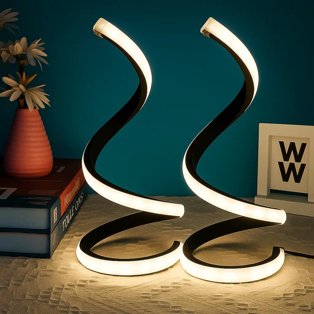 Spiral table lamp with multifunctional LED night light