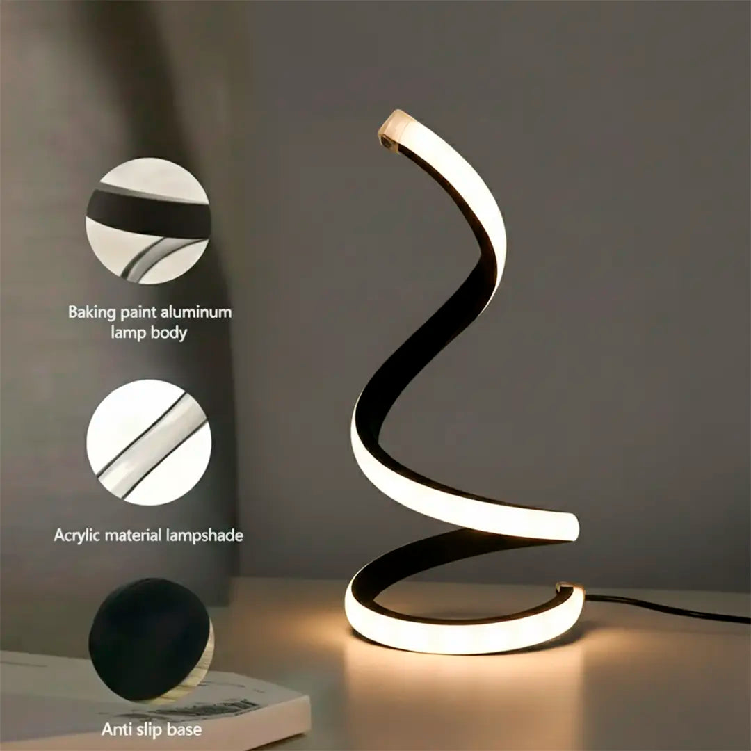 Spiral table lamp with multifunctional LED night light